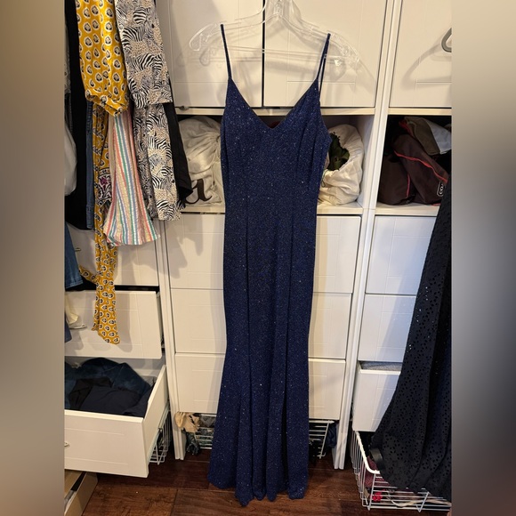 PROM!! Aria Couture Blue Glitter Prom Dress - Picture 1 of 3